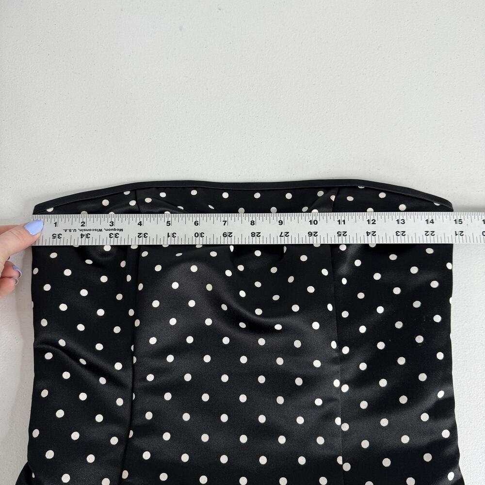 Vintage Jessica McClintock Dress Womens 6 Black Polka Dot Strapless Retro Pinup - Picture 9 of 13